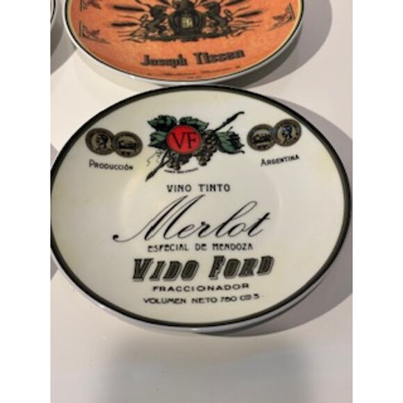 BIA Cordon Bleu Appetizer Plates Wine Labels Porcelain 6" Colorful Serveware - Picture 5 of 11